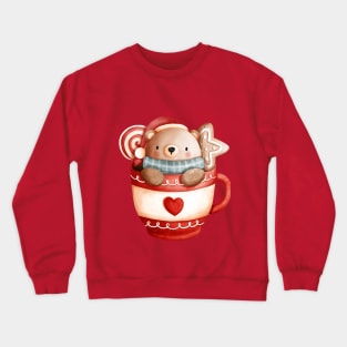 Christmas Teddy Bear in a Cup Crewneck Sweatshirt